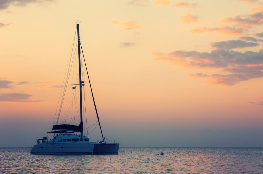 Catamaran at sunset