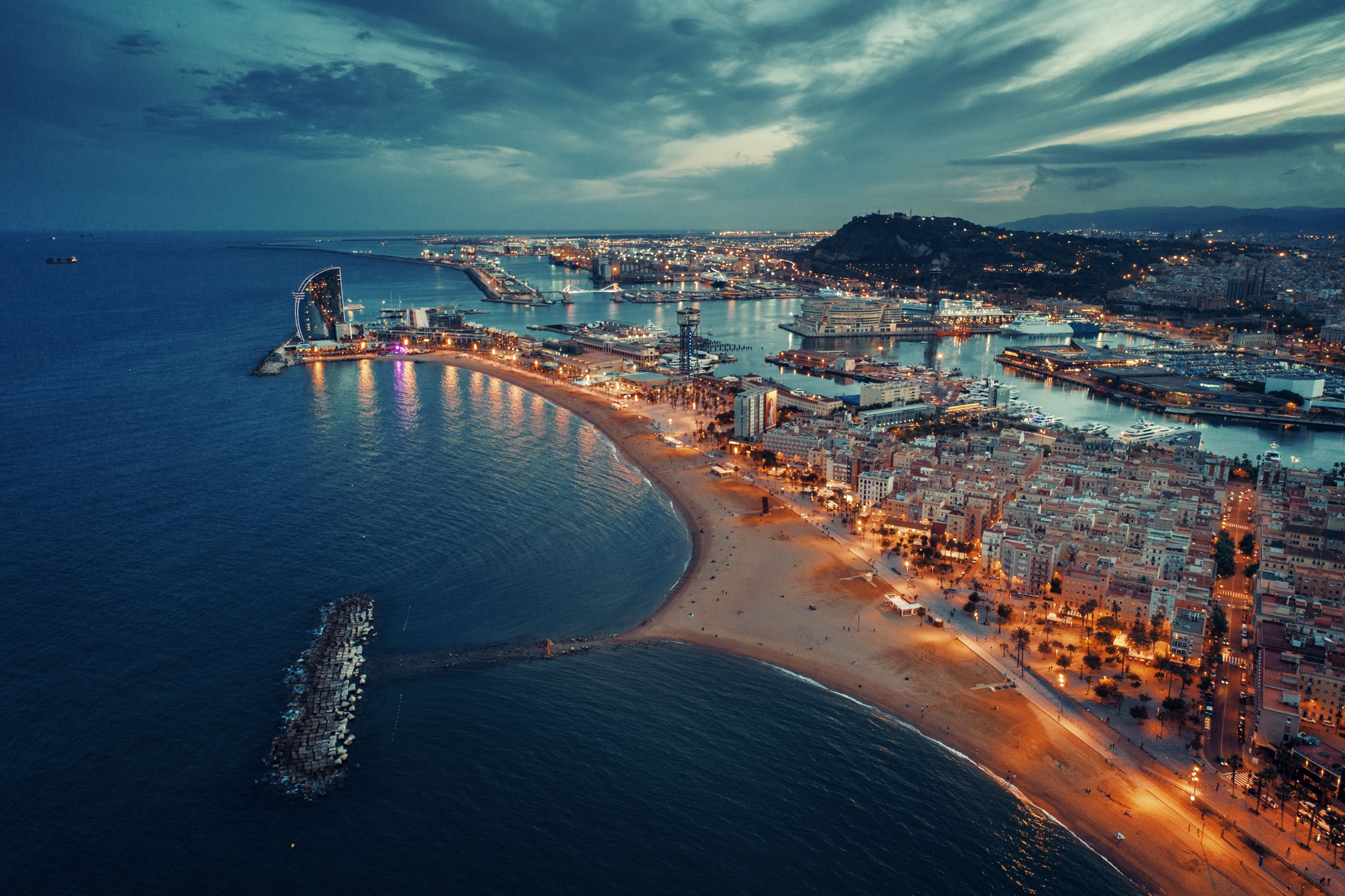 Barcelona Coast at Night